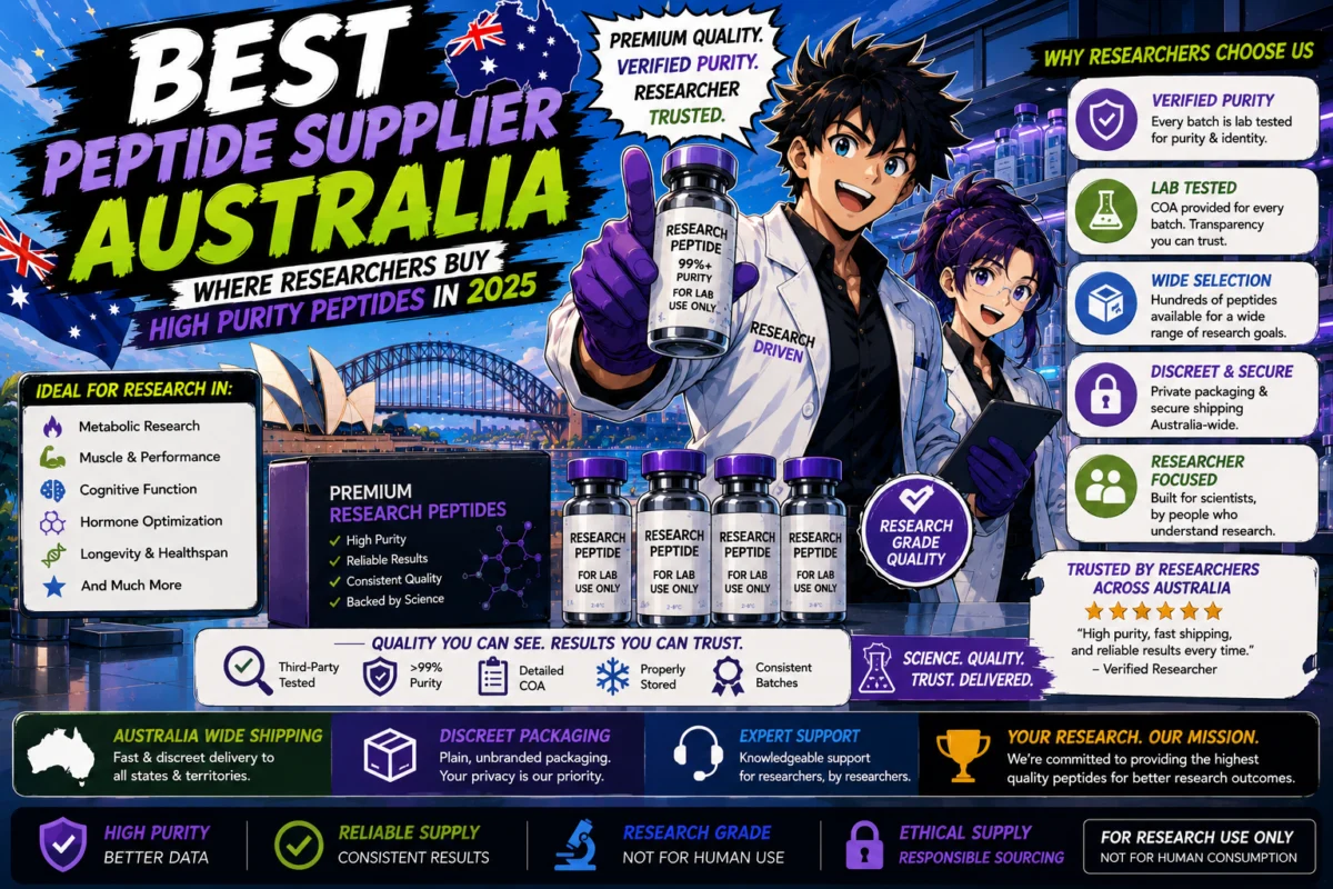 Best peptide supplier Australia banner featuring OzPep research peptides, Retatrutide, BPC-157, TB-500, and Australia-wide shipping